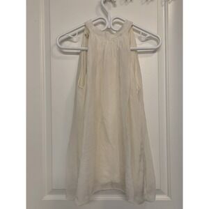 Bellambia Silk Blend High Neck Sleeveless Top Small Ivory Sheer Flowy Boho Chic